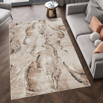 Essence Lava ESN03 Modern Abstract Distressed Soft-Touch High-Density Carved Hi-Lo Textured Polyblend Terracotta Rust/Ivory/Charcoal/Sand/Clay/Taupe Rug-Desire Rugs-Rug Love - The Most Loved Rug Store